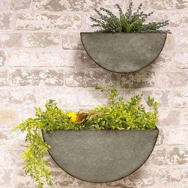 2/Set, Galvanized Half-Circle Wall Buckets - The Fox Decor